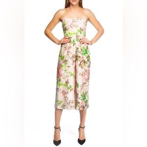 Whistles London Size 2 100% Silk Strapless Wide Leg Jumpsuit With Pockets